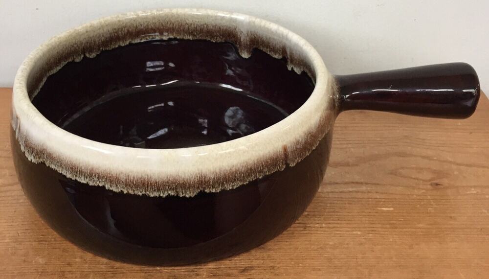 Vtg Pfaltzgraff Brown Drip Glaze French Onion Soup Crock Baking Casserole Dish